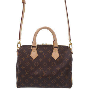 Louis Vuitton 2way Leather Monogram Speedy Bandouliere Bag Brown